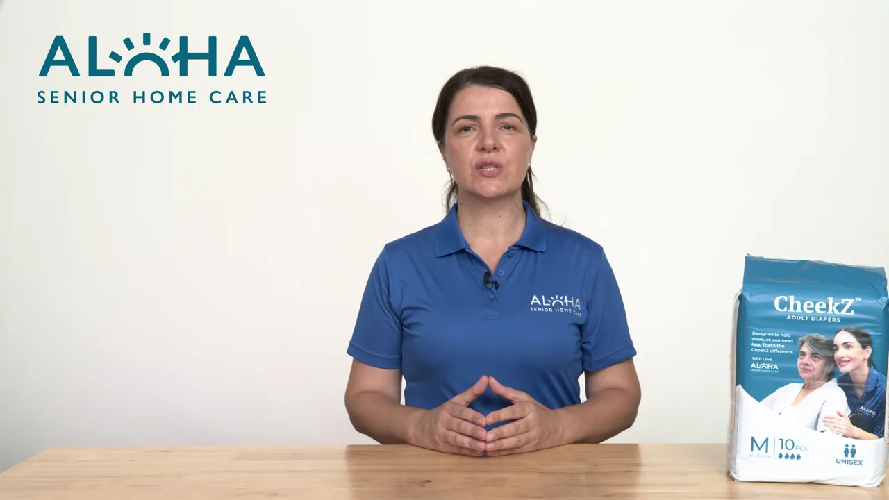 Maya German, RN, founder of Aloha Senior Home Care, explaining CheekZ adult diapers