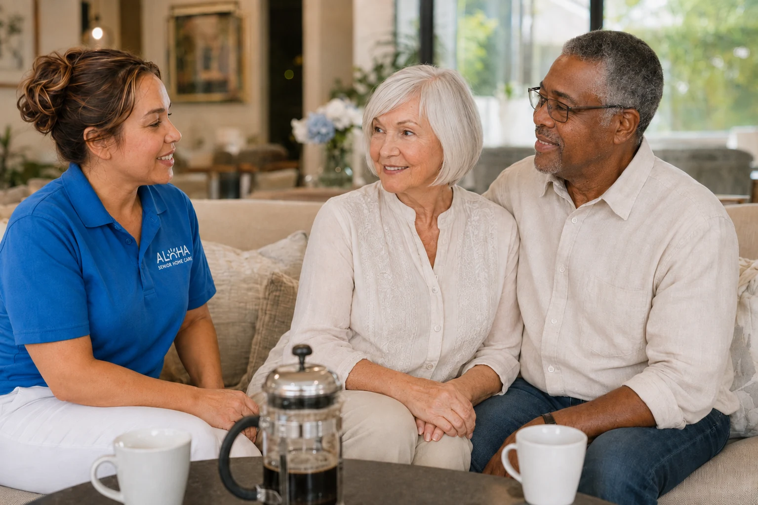 Helping a Loved One Feel at Ease With a New Caregiver — an Aloha caregiver supporting a senior at home in San Diego